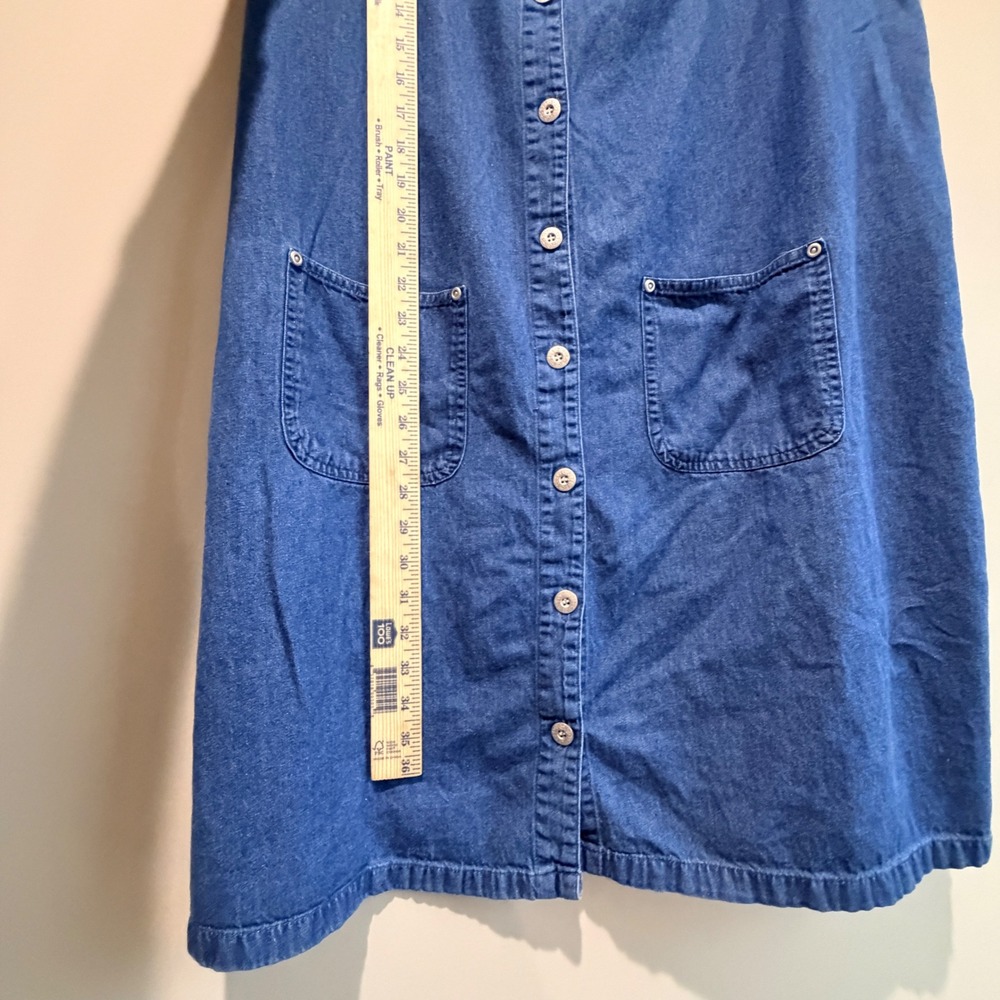 VTG Proudly Plus Denim Button Fromt Dress 3X Floral Embroidered Shift Cottage - Picture 8 of 8